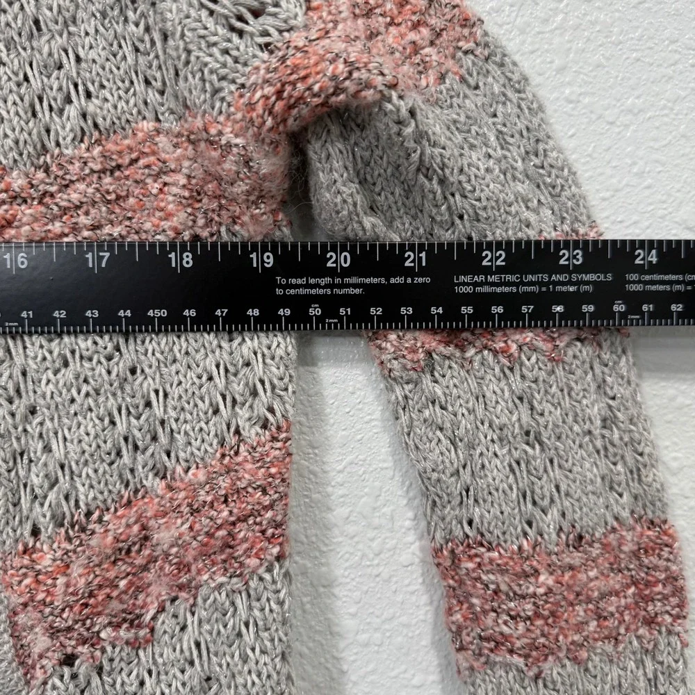 maurices Striped‎ Open Front Knit Cardigan Sweater Gray Pink Purple Women's M